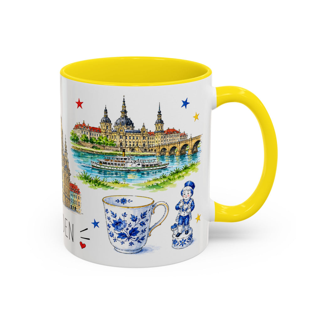 Dresden Illustrated Travel Mug | City Souvenir Accent Coffee Mug | 11oz 15oz Ceramic Cup