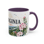 West Virginia State Map Mug | Appalachian Bridge, Rhododendron Accent Coffee Cup