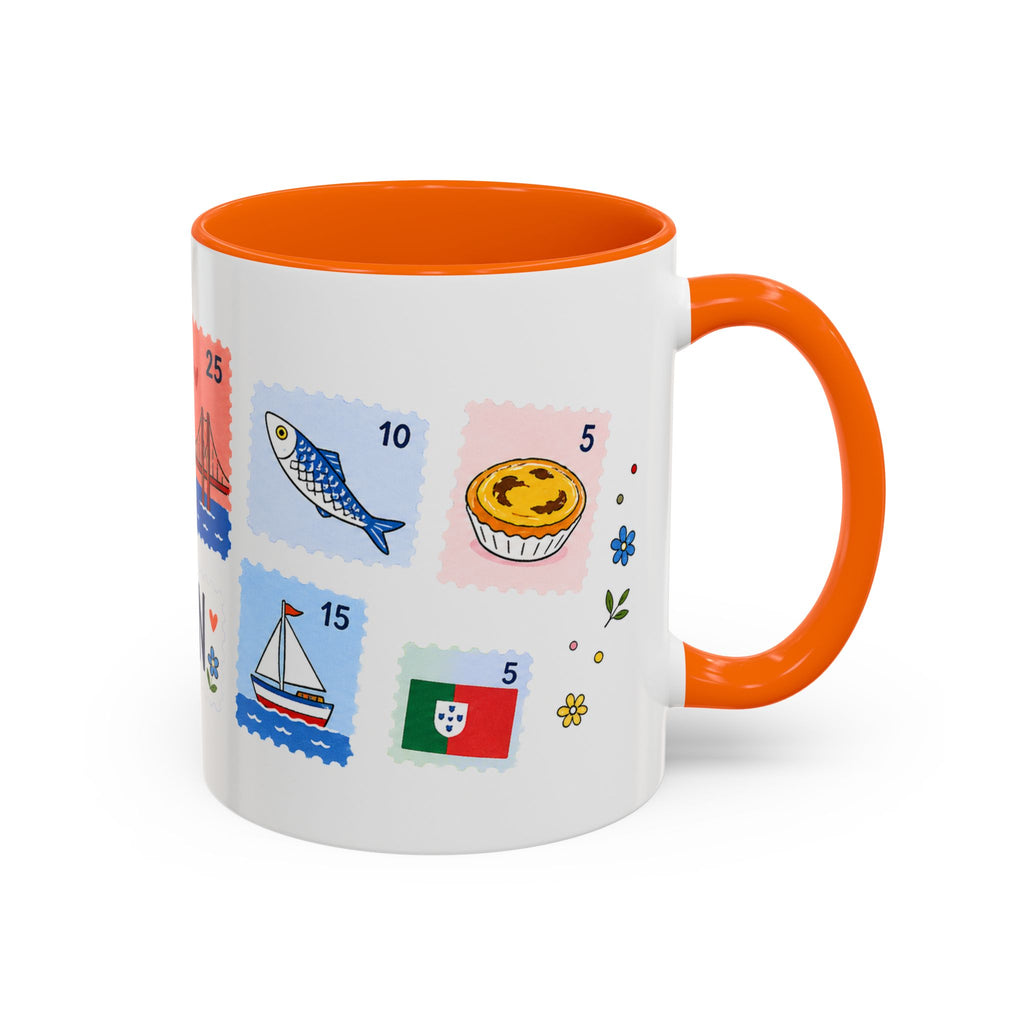 Lisbon Coffee Mug | Postage Stamp Collage Mug | Travel Souvenir Accent Cup 11oz 15oz