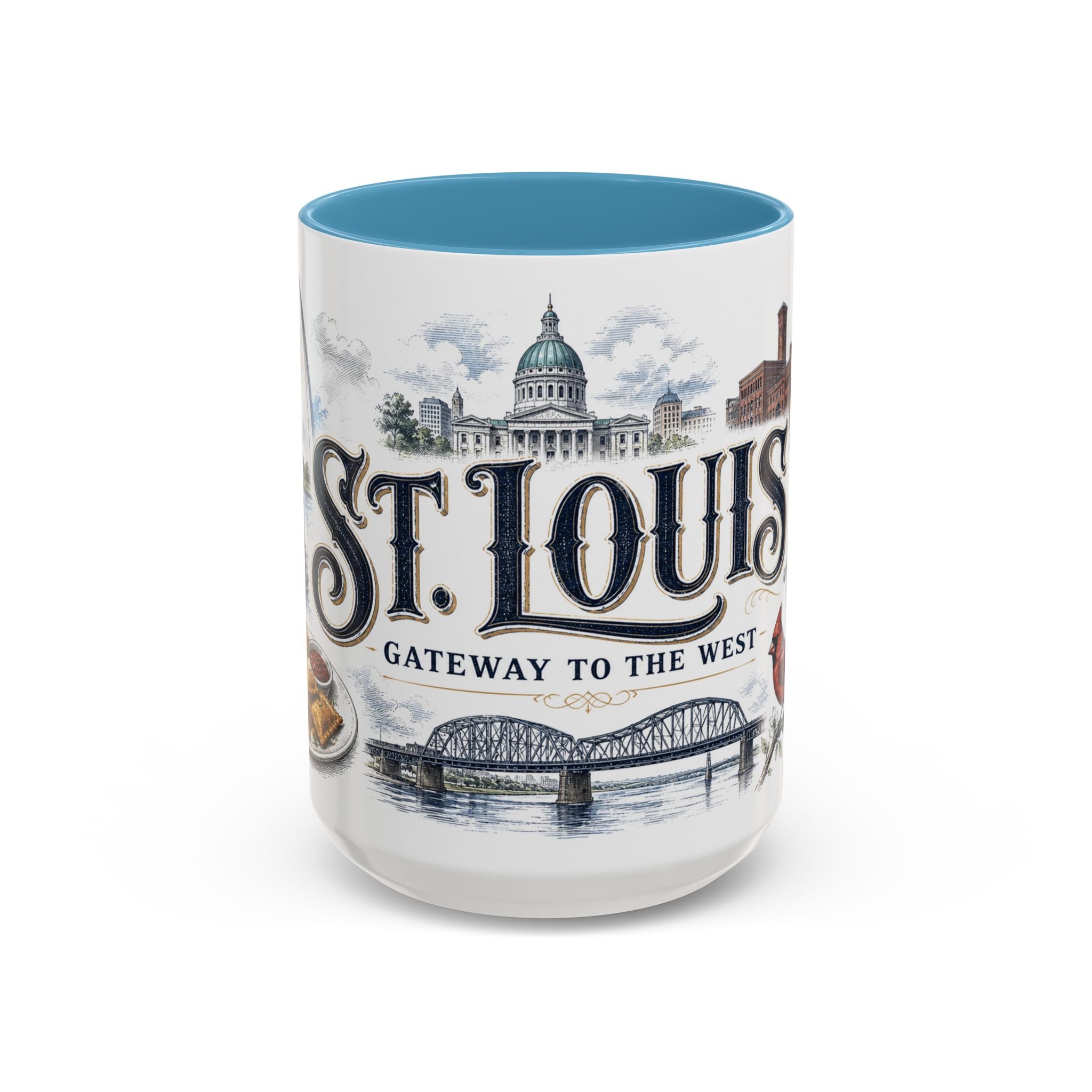 St Louis Coffee Mug | United States Travel Souvenir | Vintage Illustrated City Gift | 11 oz 15 oz Accent Mug