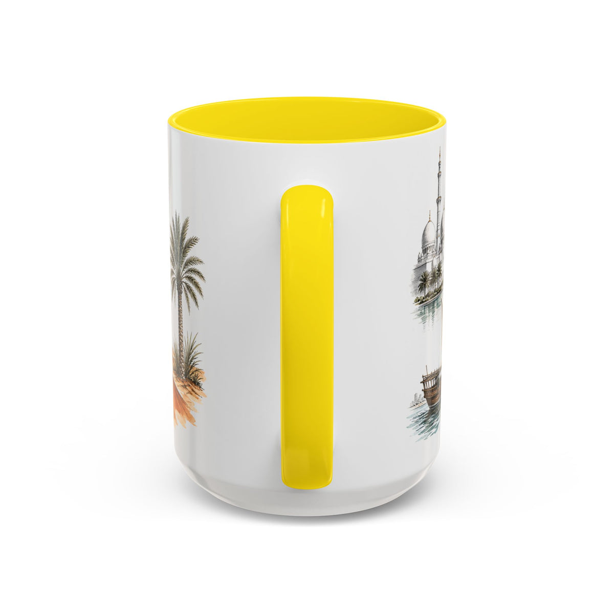 Abu Dhabi Coffee Mug | United Arab Emirates Travel Souvenir | Vintage Illustrated City Gift | 11 oz 15 oz Accent Mug