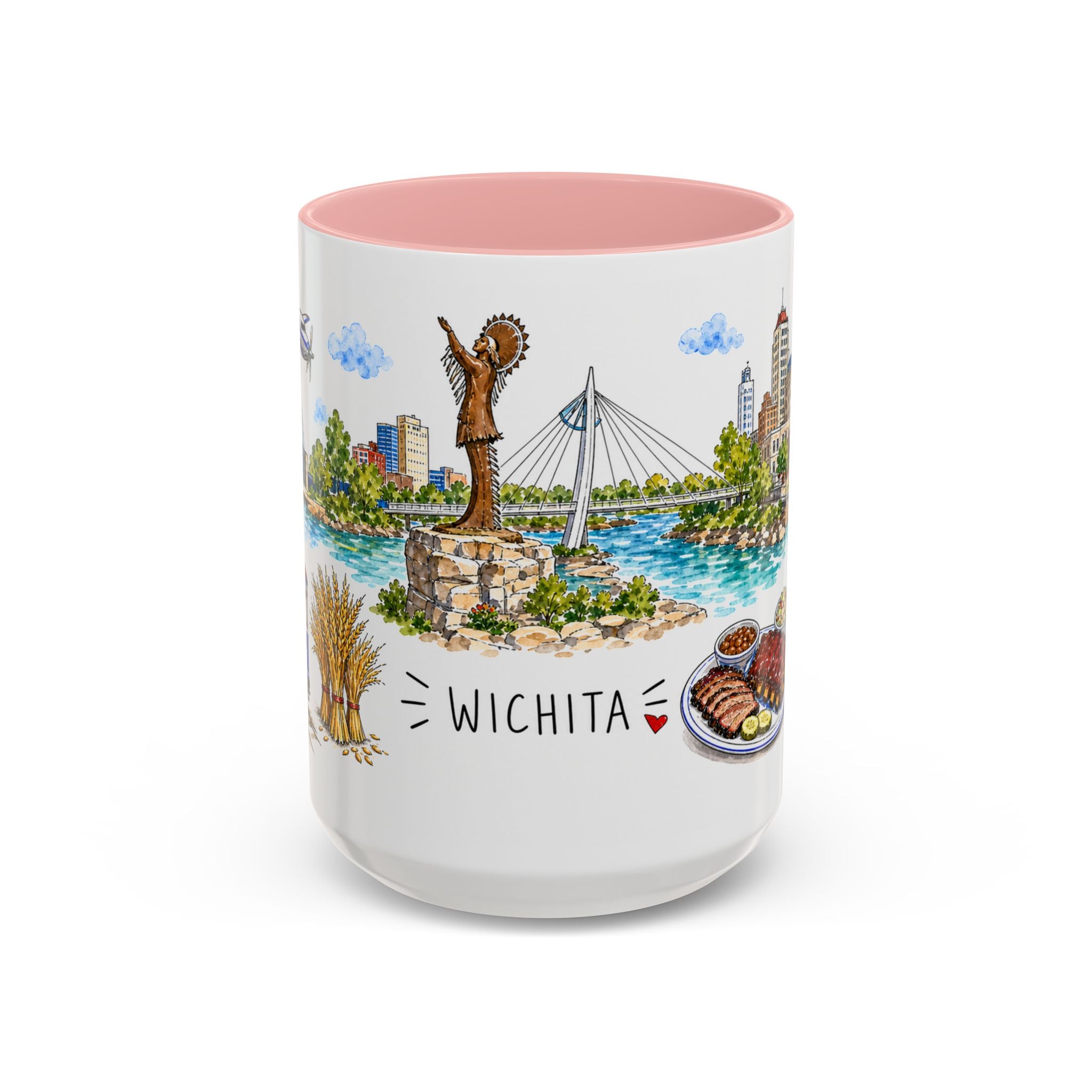 Wichita Illustrated Travel Mug | City Souvenir Accent Coffee Mug | 11oz 15oz Ceramic Cup