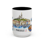Marseille Illustrated Travel Mug | City Souvenir Accent Coffee Mug | 11oz 15oz Ceramic Cup