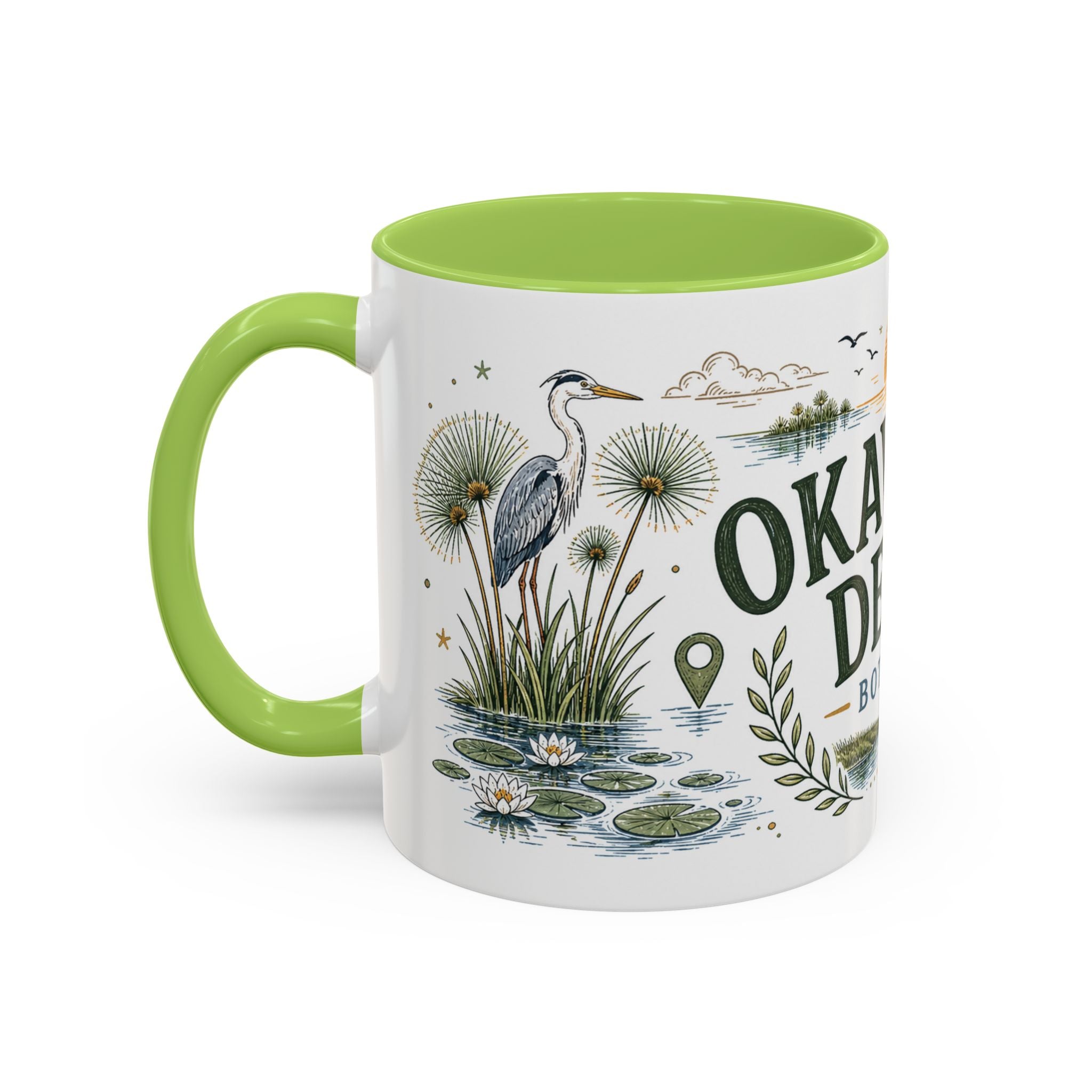 Okavango Delta Coffee Mug | Travel Destination Souvenir Gift | Accent Color Ceramic 11oz 15oz