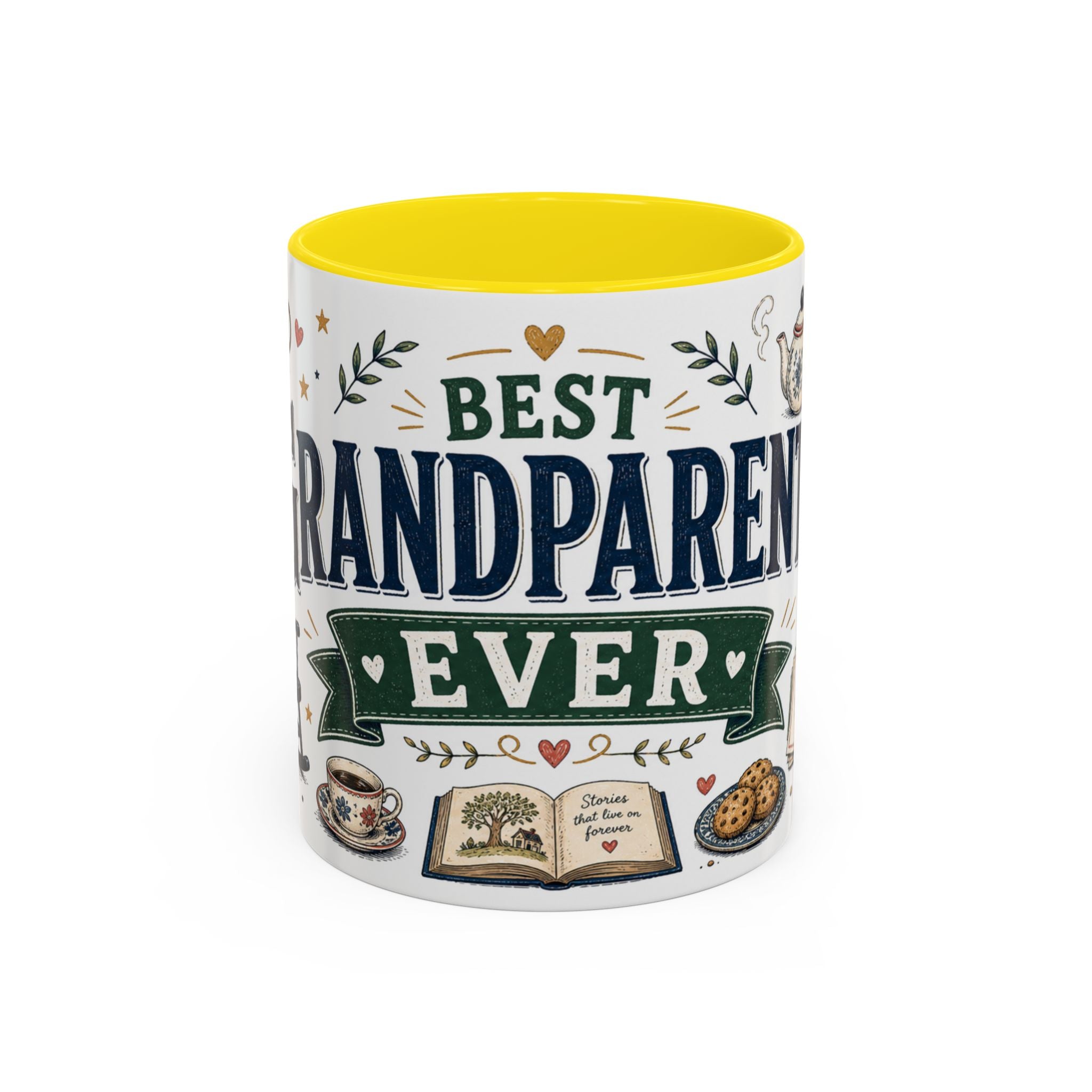 Best Grandparents Ever Coffee Mug | Gift From Grandkids | Accent Color Ceramic 11oz 15oz