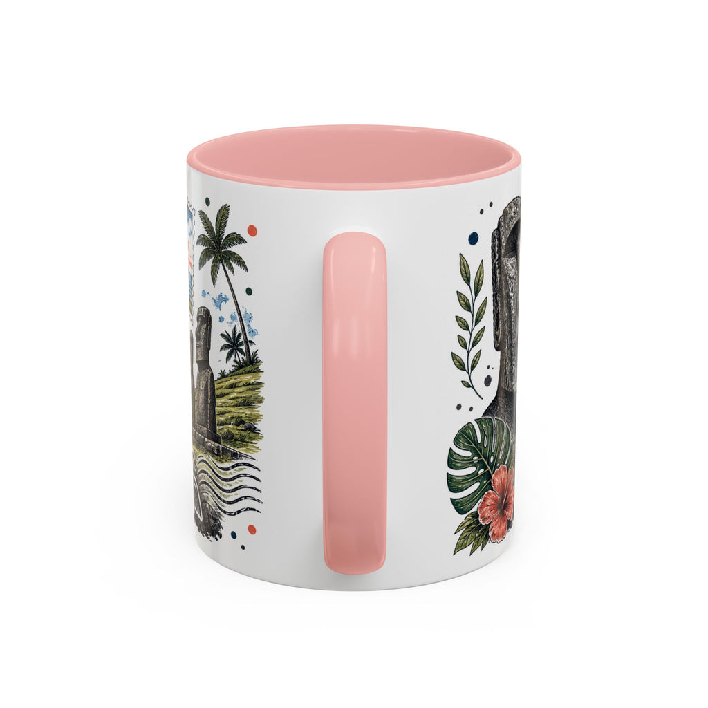 Easter Island Coffee Mug | Travel Destination Souvenir Gift | Accent Color Ceramic 11oz 15oz