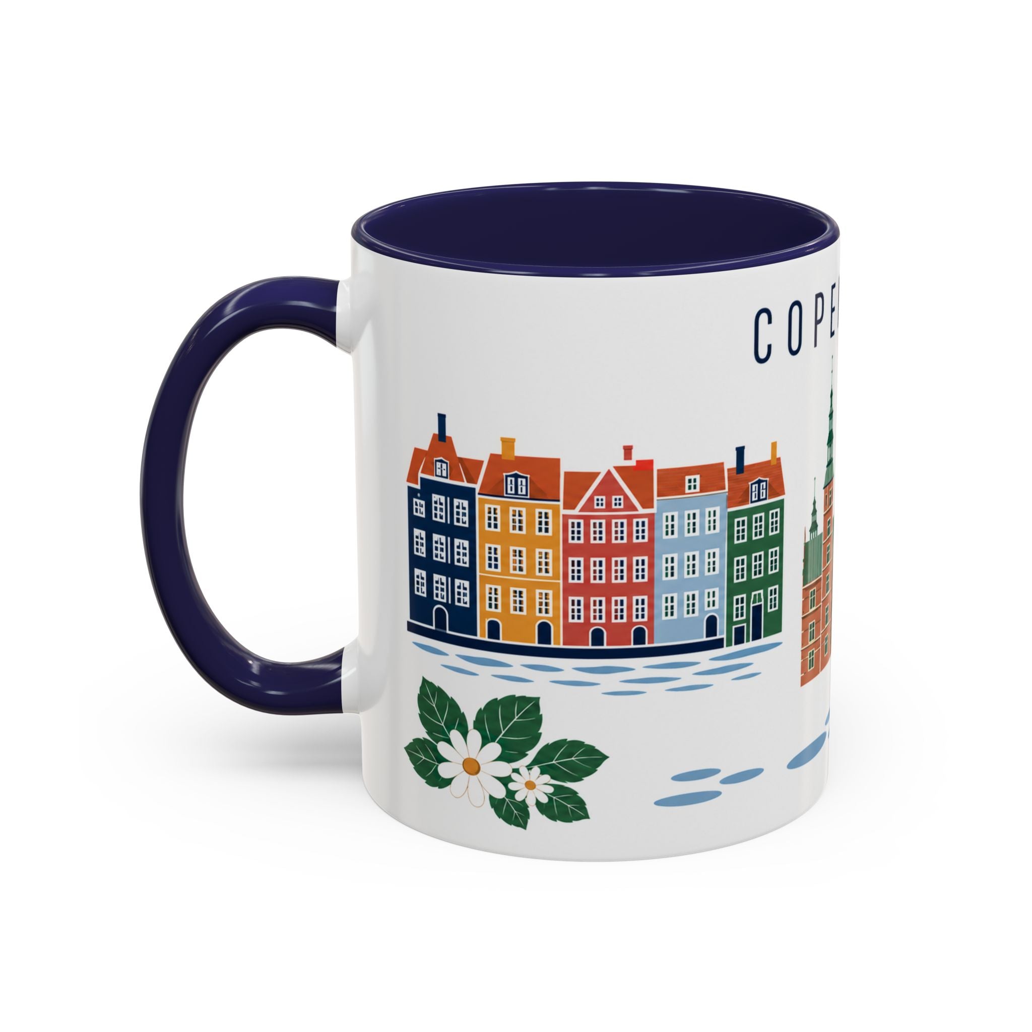 Copenhagen Coffee Mug | Denmark Travel Souvenir | Porcelain Decal City Gift | 11oz 15oz Accent Mug