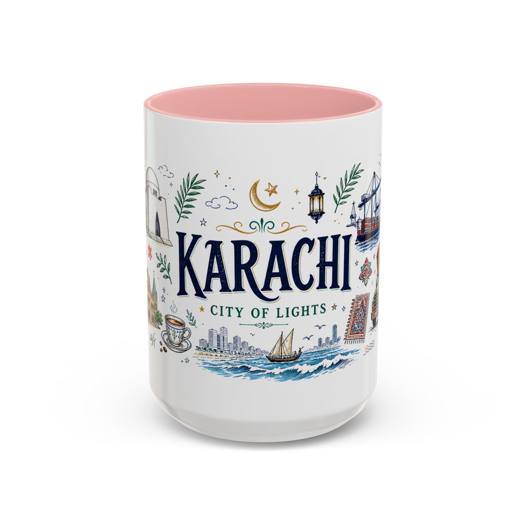 Karachi Coffee Mug | Pakistan Souvenir Travel Gift | Accent Color Ceramic 11oz 15oz