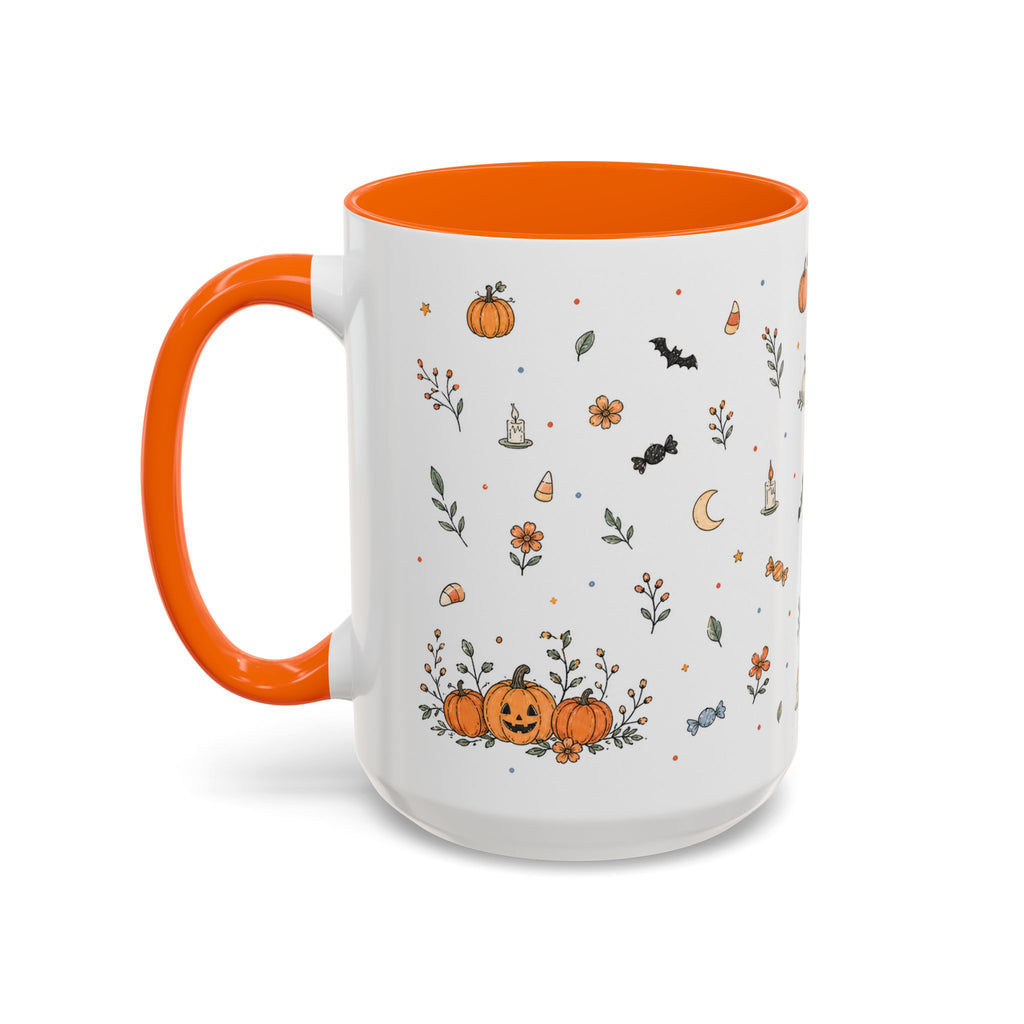 Halloween Party Mug | Ghost Black Cat Candy Watercolor Gift | Accent Cup 11oz 15oz