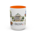Raleigh Illustrated Travel Mug | City Souvenir Accent Coffee Mug | 11oz 15oz Ceramic Cup