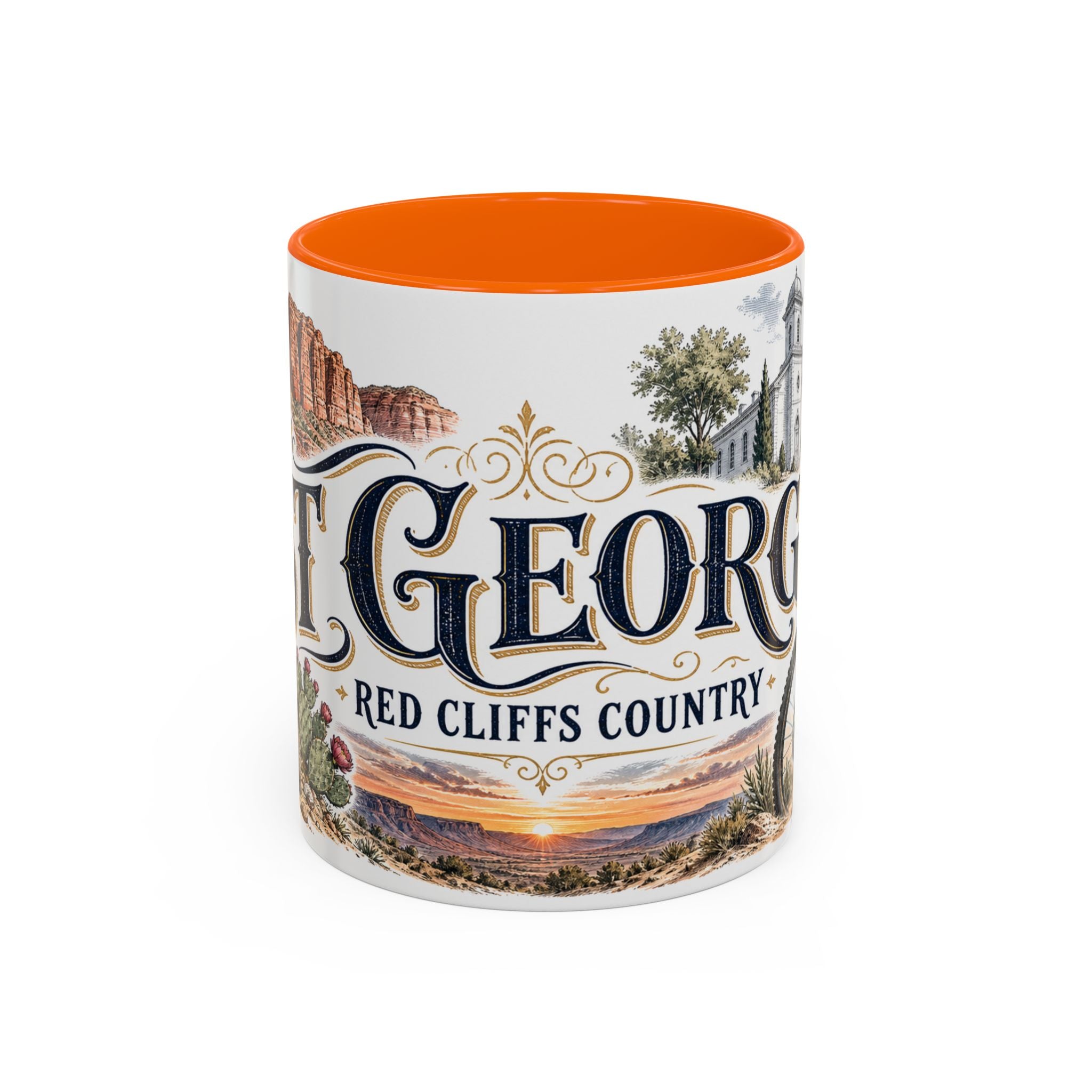 St George Coffee Mug | United States Travel Souvenir | Vintage Illustrated City Gift | 11 oz 15 oz Accent Mug