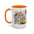 Lisbon Travel Mug | European City Souvenir Accent Coffee Mug | 11oz 15oz Ceramic Cup