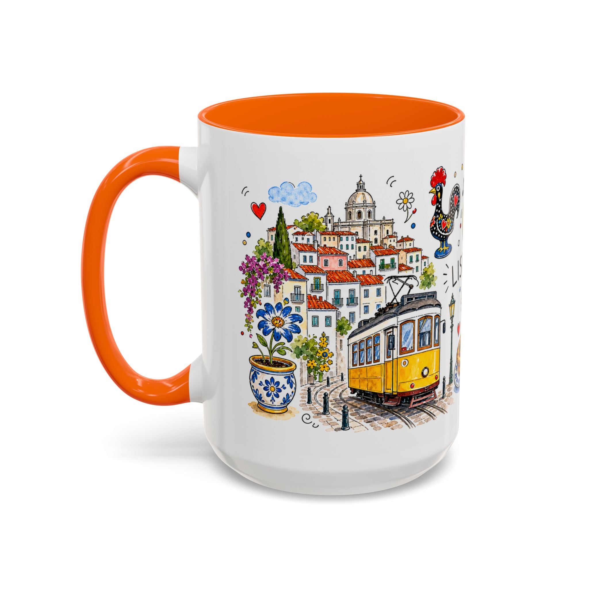 Lisbon Travel Mug | European City Souvenir Accent Coffee Mug | 11oz 15oz Ceramic Cup