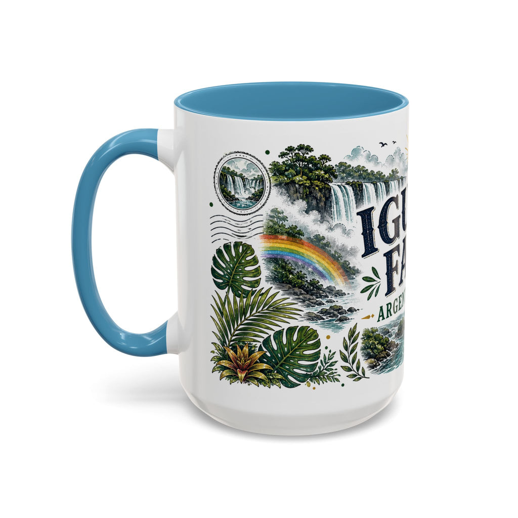Iguazu Falls Coffee Mug | Travel Destination Souvenir Gift | Accent Color Ceramic 11oz 15oz