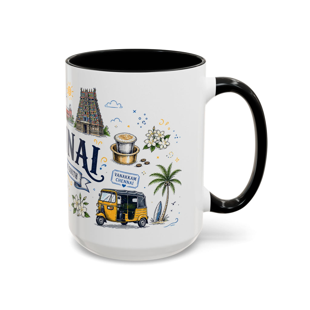 Chennai Coffee Mug | India Souvenir Travel Gift | Accent Color Ceramic 11oz 15oz