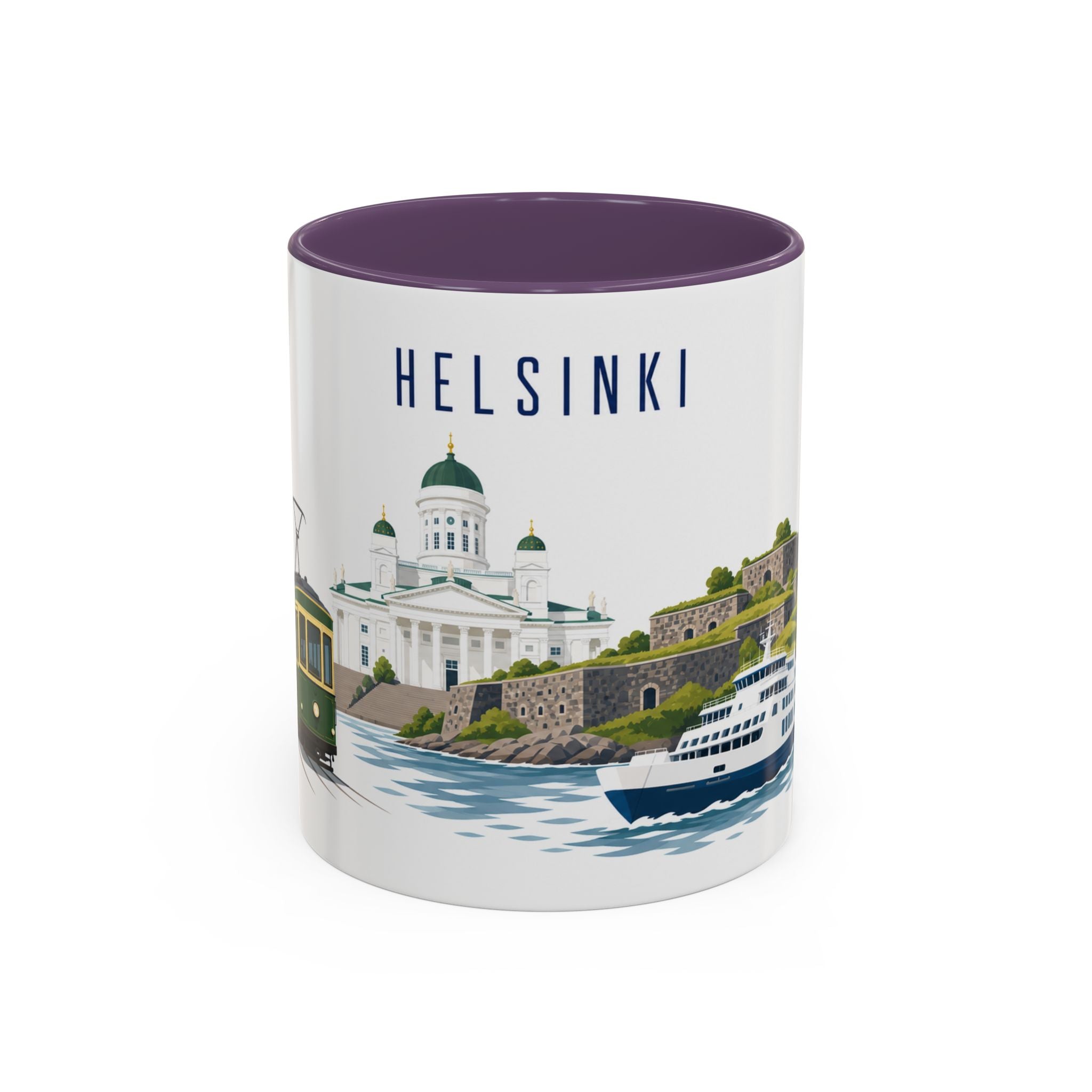 Helsinki Coffee Mug | Finland Travel Souvenir | Porcelain Decal City Gift | 11oz 15oz Accent Mug