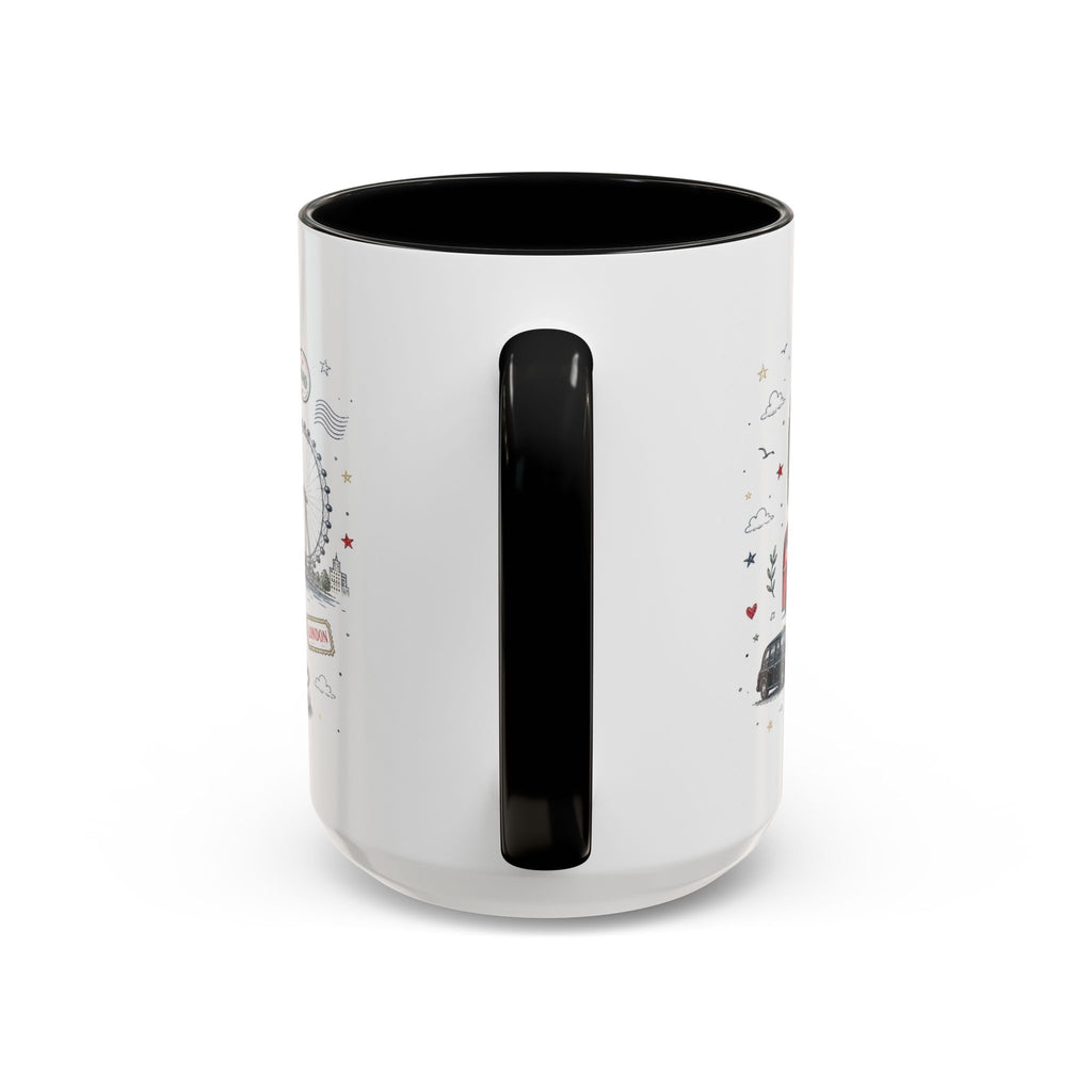 London Coffee Mug | England Souvenir Travel Gift | Accent Color Ceramic 11oz 15oz