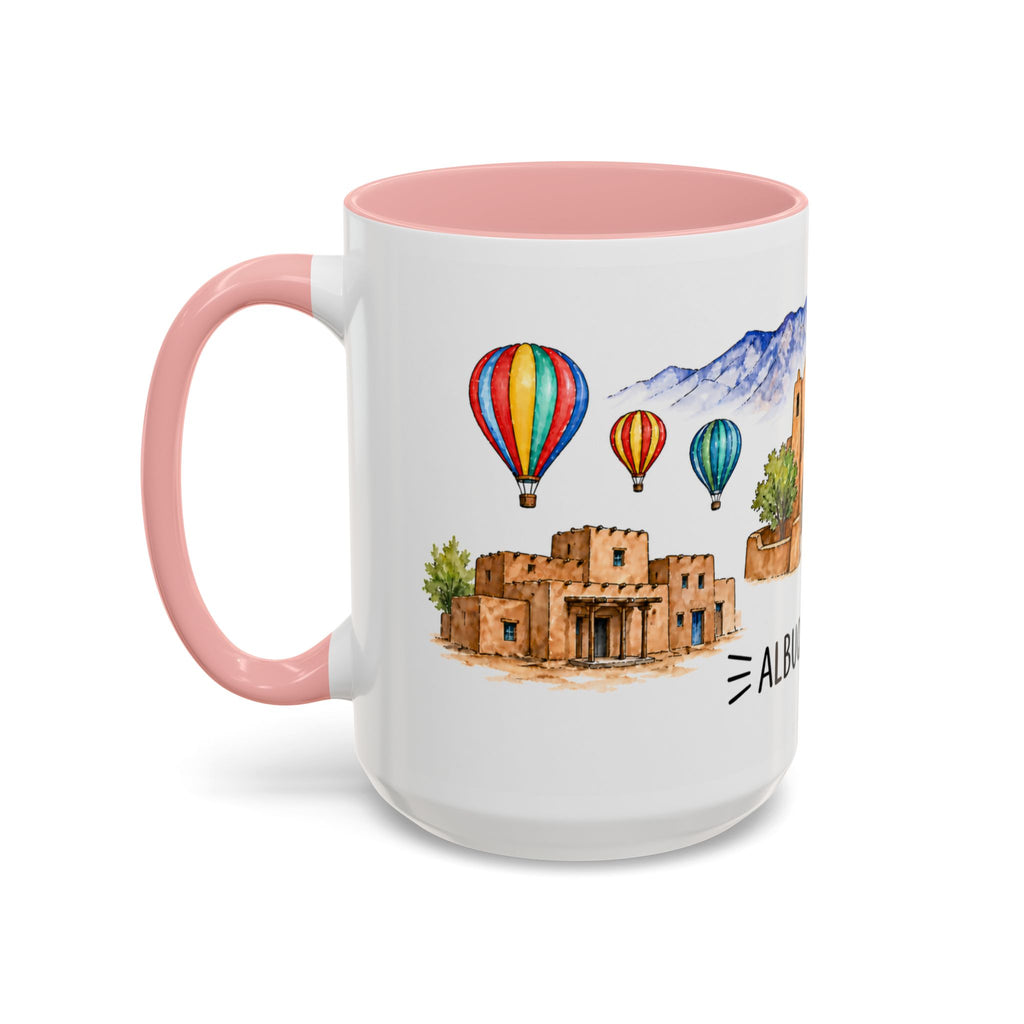Albuquerque Illustrated Travel Mug | City Souvenir Accent Coffee Mug | 11oz 15oz Ceramic Cup