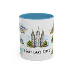 Salt Lake City Illustrated Travel Mug | City Souvenir Accent Coffee Mug | 11oz 15oz Ceramic Cup