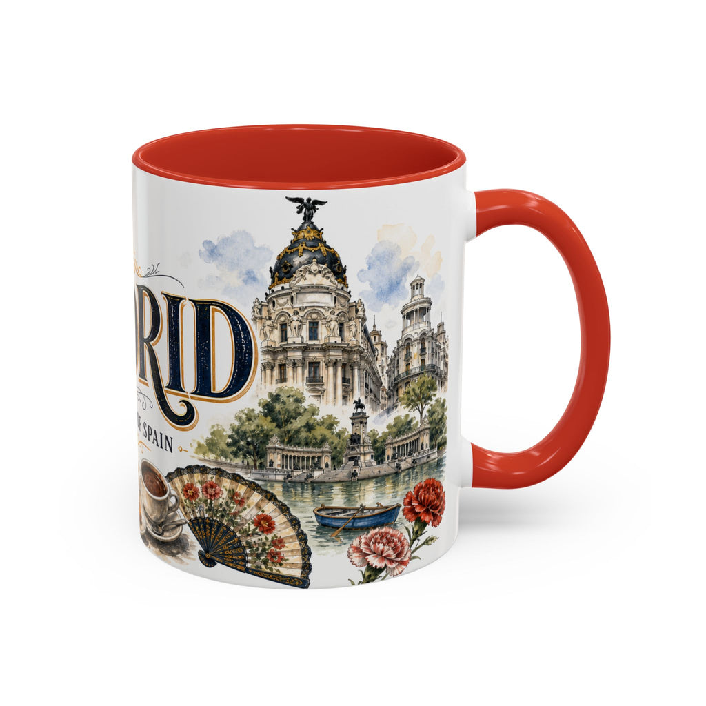 Madrid Coffee Mug | Spain Travel Souvenir | Vintage Illustrated City Gift | 11 oz 15 oz Accent Mug