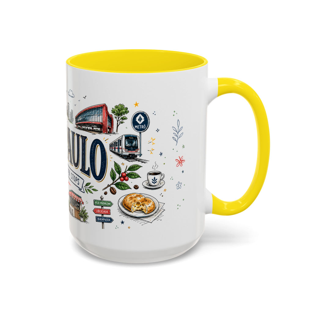 Sao Paulo Coffee Mug | Brazil Souvenir Travel Gift | Accent Color Ceramic 11oz 15oz