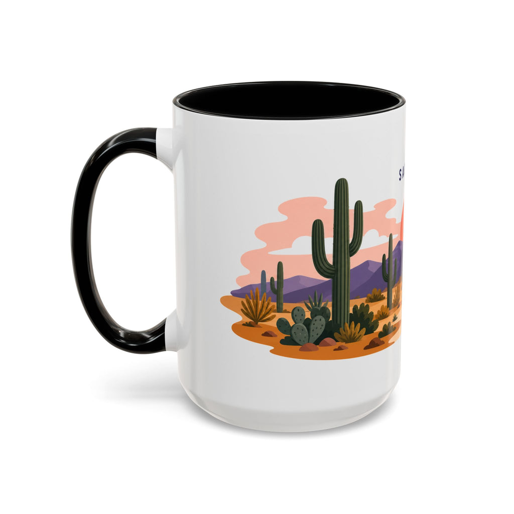 Saguaro National Park Coffee Mug | Solid Color Block Park Souvenir | 11oz 15oz Accent Mug