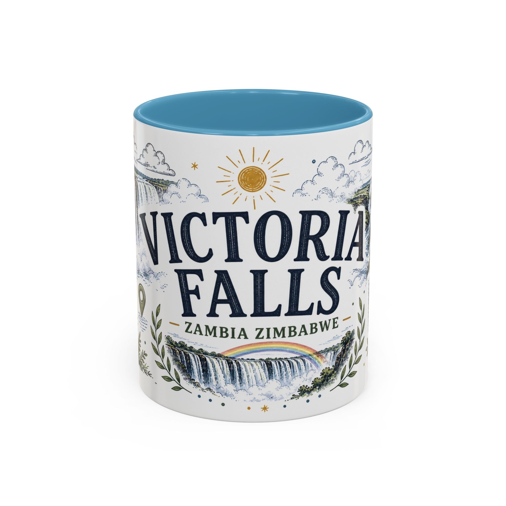 Victoria Falls Coffee Mug | Travel Destination Souvenir Gift | Accent Color Ceramic 11oz 15oz