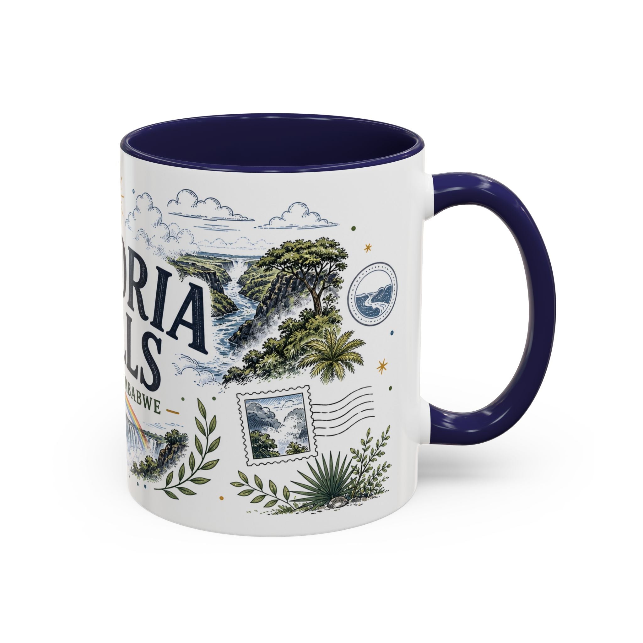 Victoria Falls Coffee Mug | Travel Destination Souvenir Gift | Accent Color Ceramic 11oz 15oz