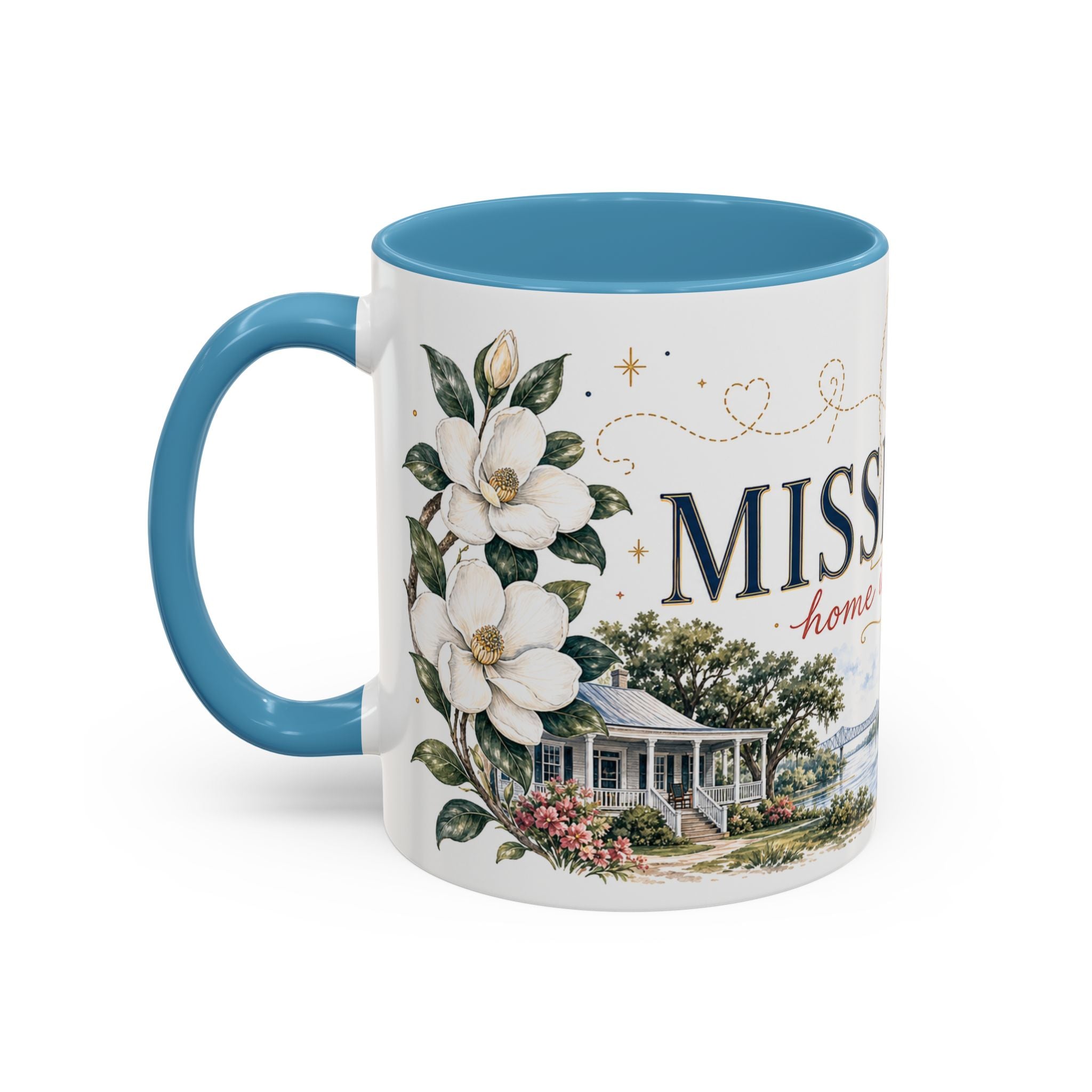 Mississippi State Map Mug | Moving Away, Homesick Gift | Botanical Accent Coffee Cup