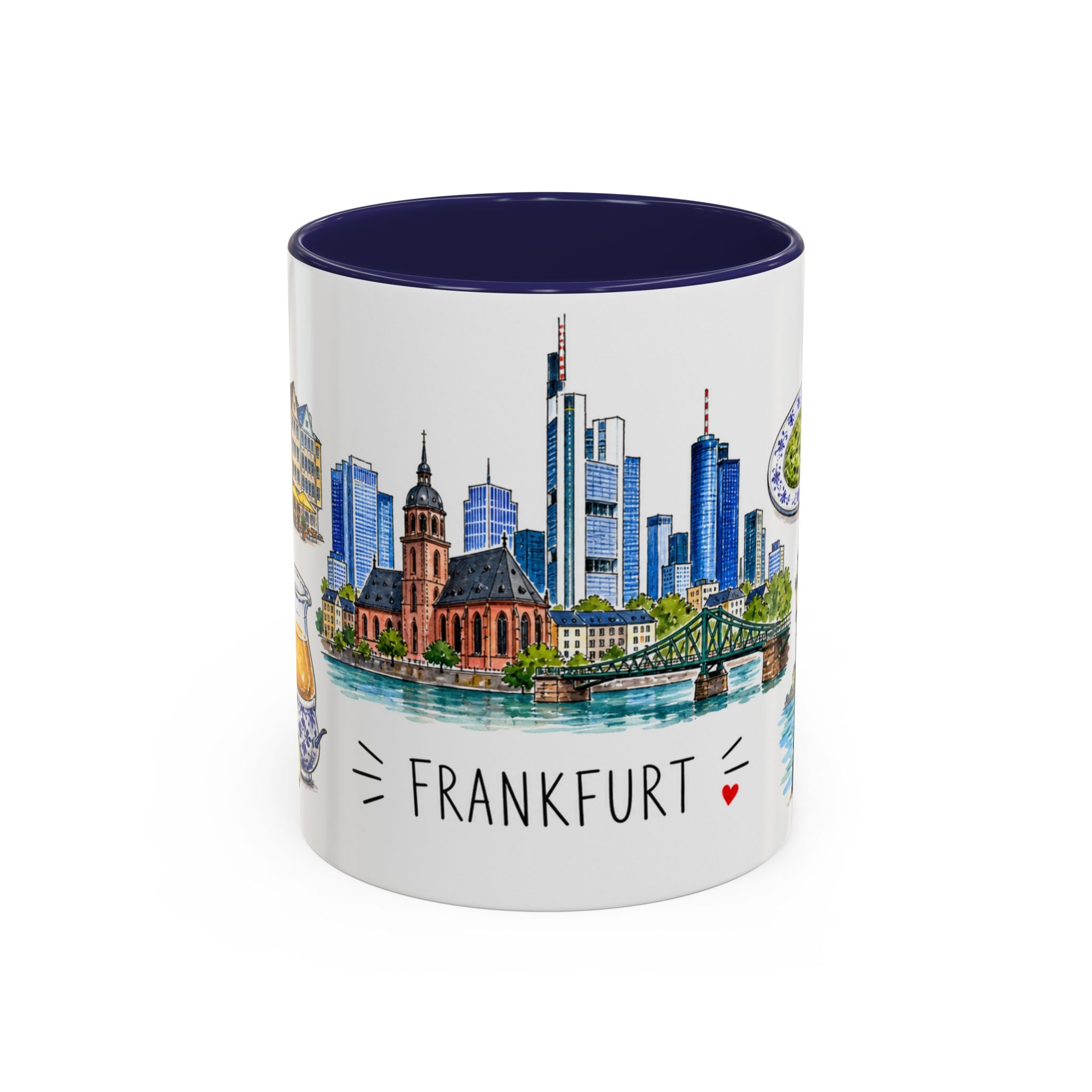 Frankfurt Illustrated Travel Mug | City Souvenir Accent Coffee Mug | 11oz 15oz Ceramic Cup
