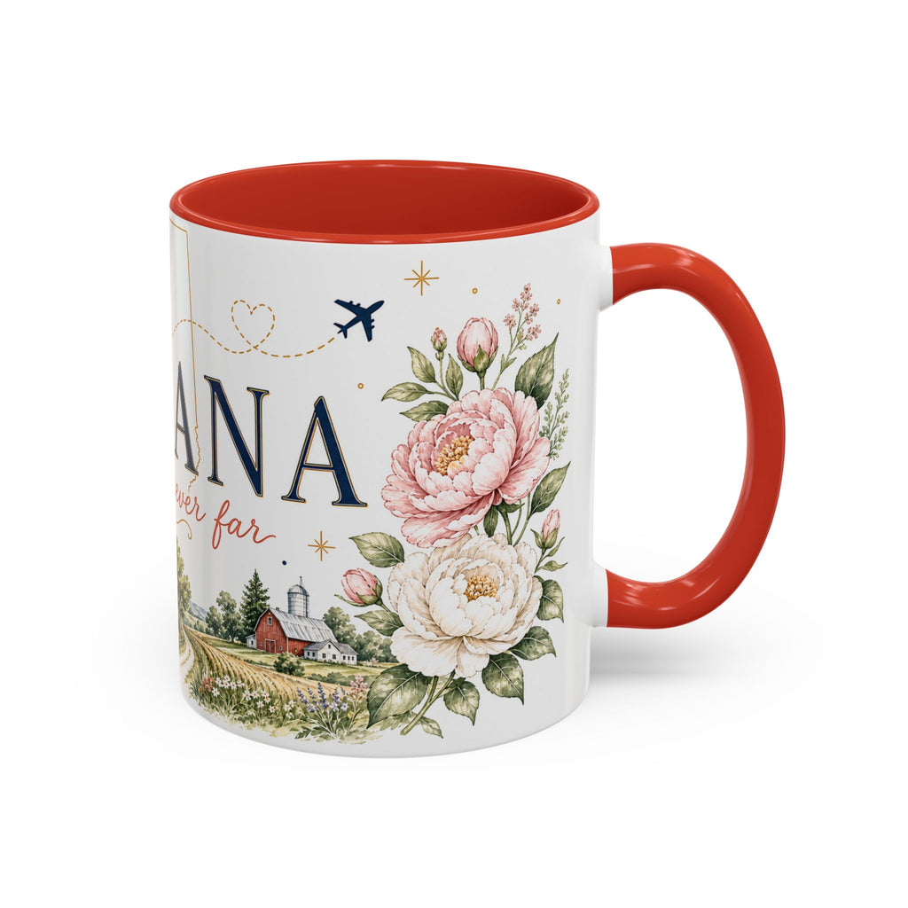 Indiana State Mug | Moving Away, Long Distance Friendship Gift | Botanical Map Accent Cup
