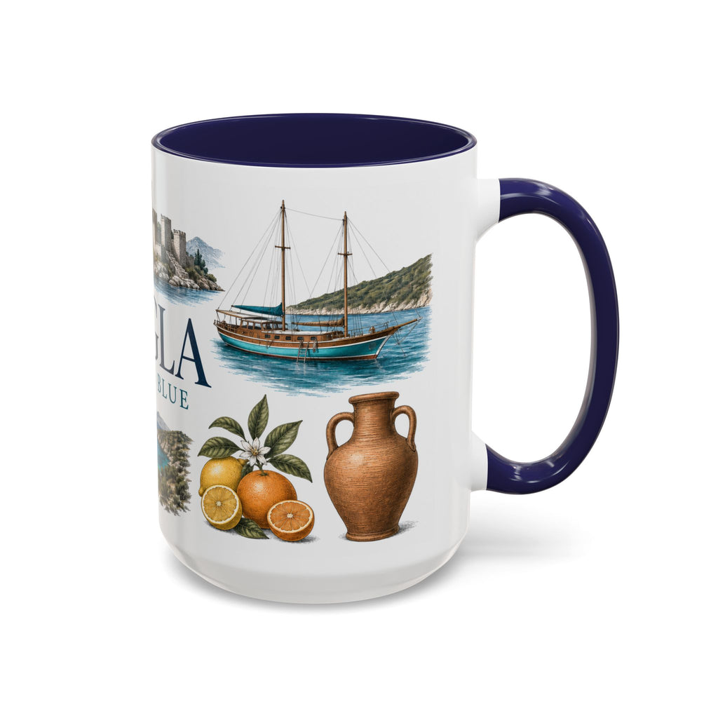 Mugla Coffee Mug | Turkey Travel Souvenir | Vintage Illustrated City Gift | 11 oz 15 oz Accent Mug