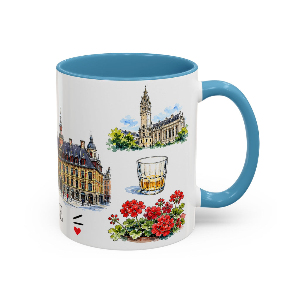 Lille Illustrated Travel Mug | City Souvenir Accent Coffee Mug | 11oz 15oz Ceramic Cup