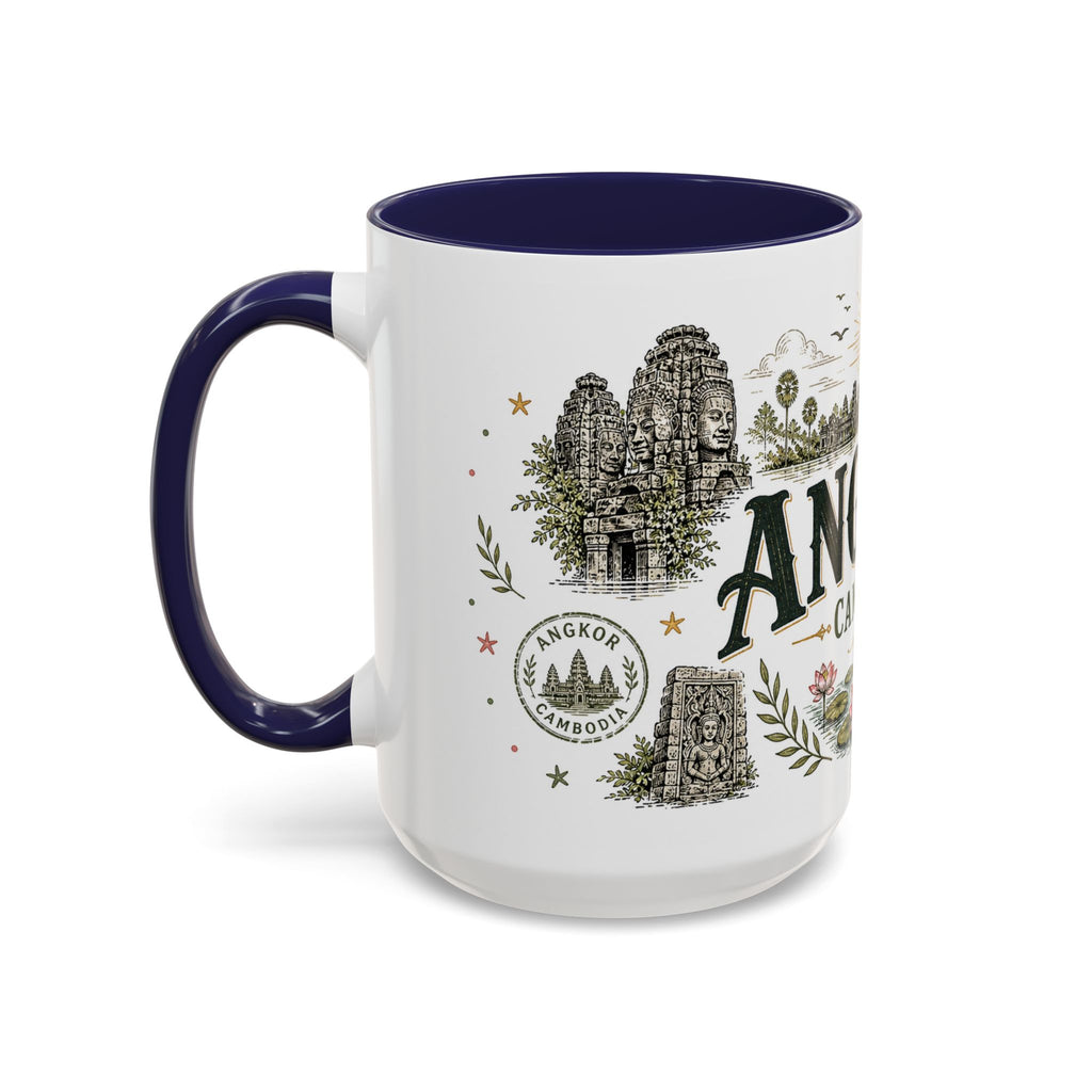 Angkor Coffee Mug | Travel Destination Souvenir Gift | Accent Color Ceramic 11oz 15oz