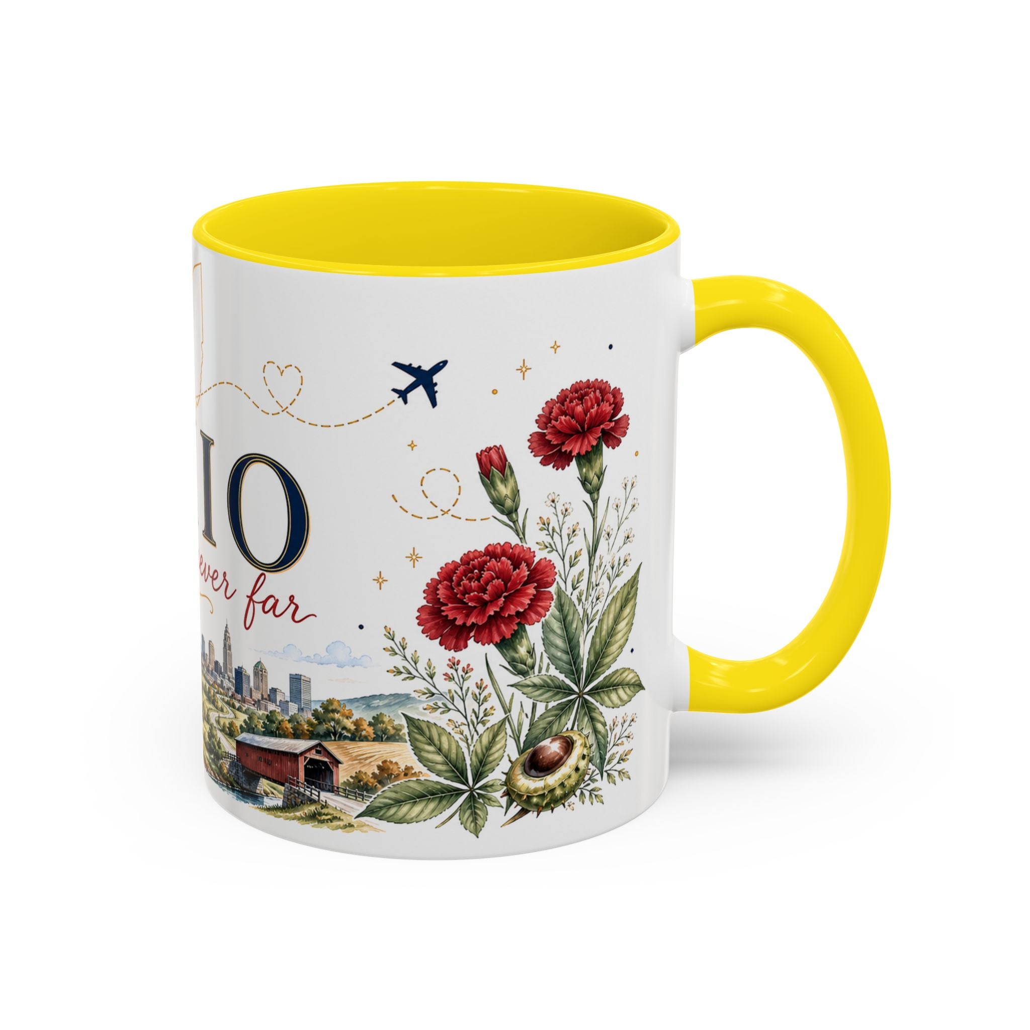 Ohio State Map Mug | Botanical Travel Sketch, Homesick Gift, Long Distance Friendship