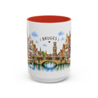Bruges Illustrated Travel Mug | Belgium Souvenir Accent Coffee Mug | 11oz 15oz Ceramic Cup
