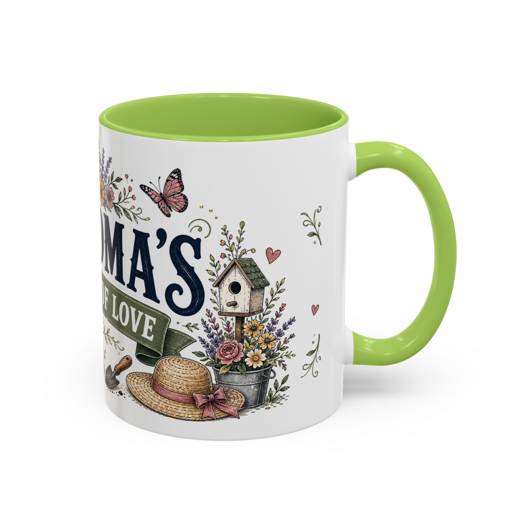 Grandma's Garden Of Love Coffee Mug | Gift From Grandkids | Accent Color Ceramic 11oz 15oz