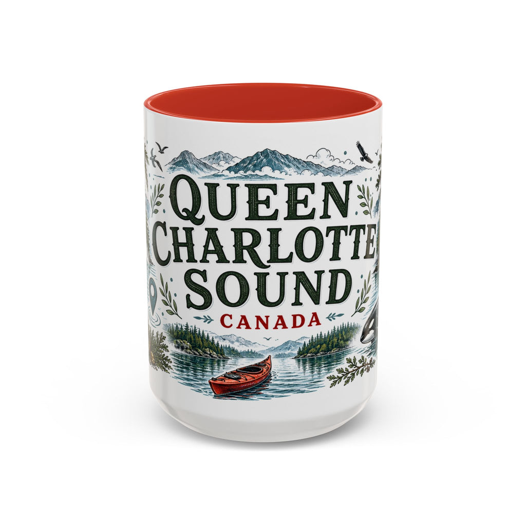 Queen Charlotte Sound Coffee Mug | Travel Destination Souvenir Gift | Accent Color Ceramic 11oz 15oz