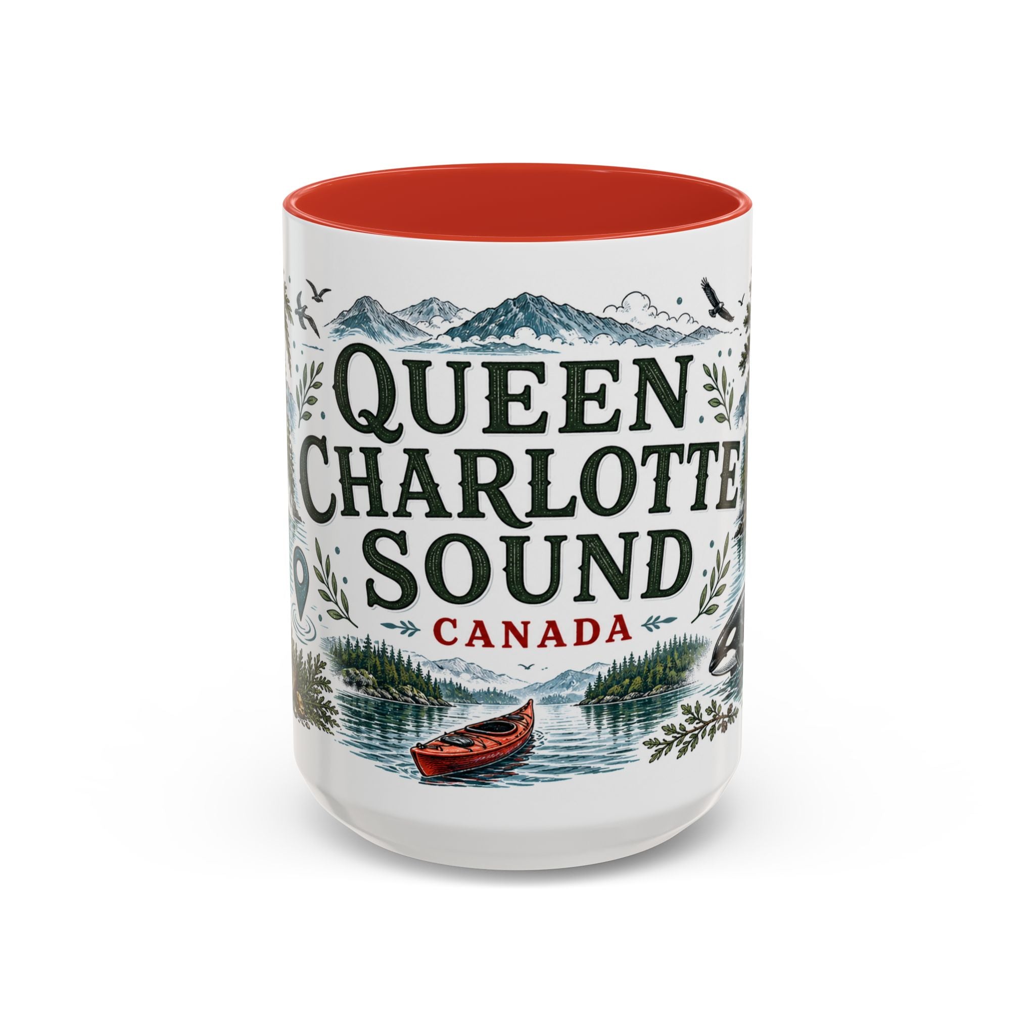 Queen Charlotte Sound Coffee Mug | Travel Destination Souvenir Gift | Accent Color Ceramic 11oz 15oz