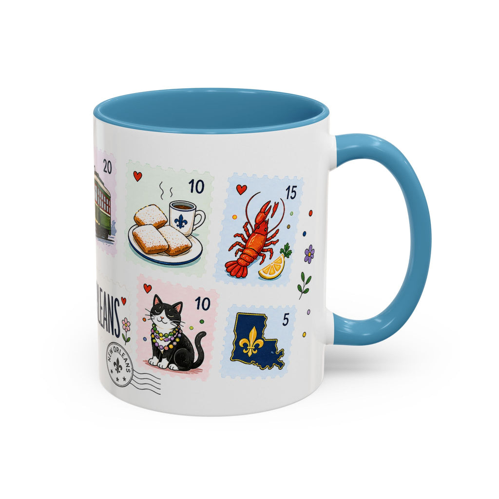 New Orleans Coffee Mug | Postage Stamp Collage Mug | Travel Souvenir Accent Cup 11oz 15oz