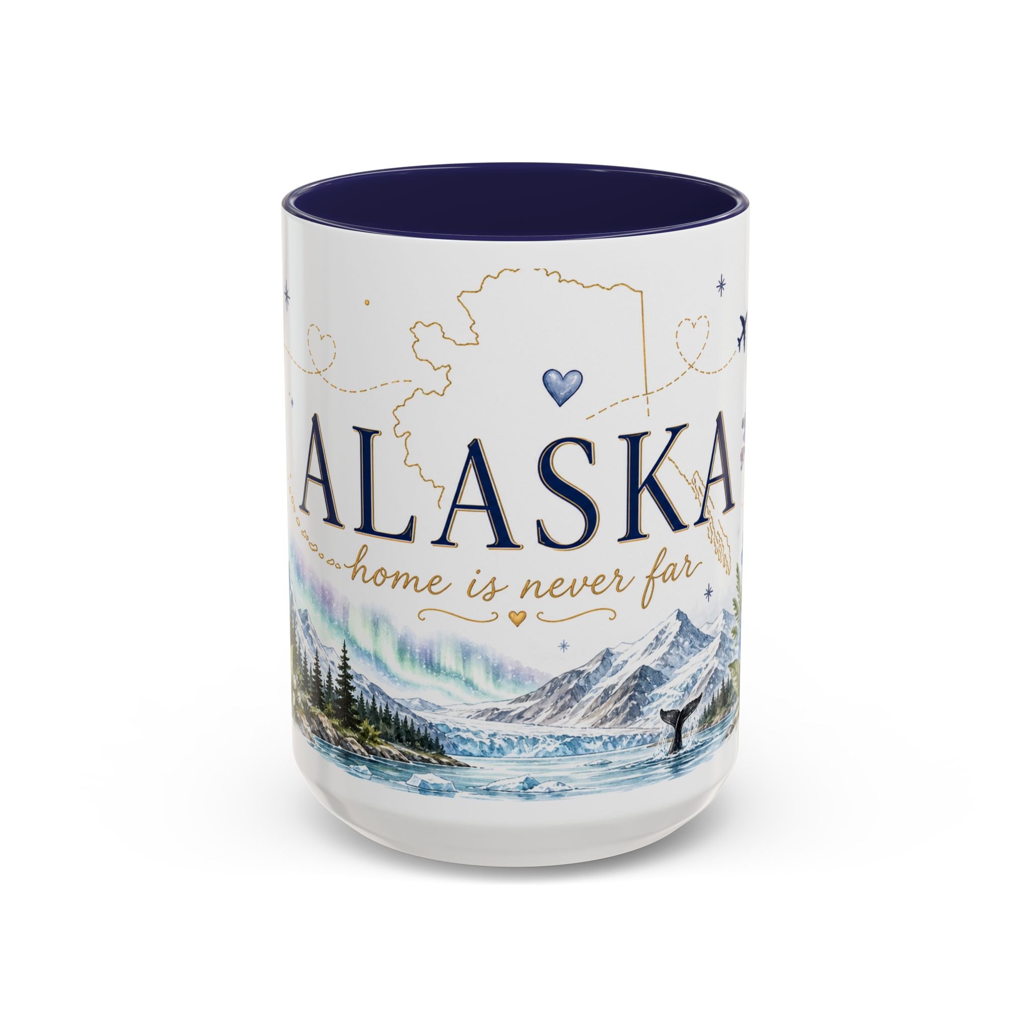 Alaska State Map Mug | Northern Lights, Mountains, Glaciers | Moving Away Gift