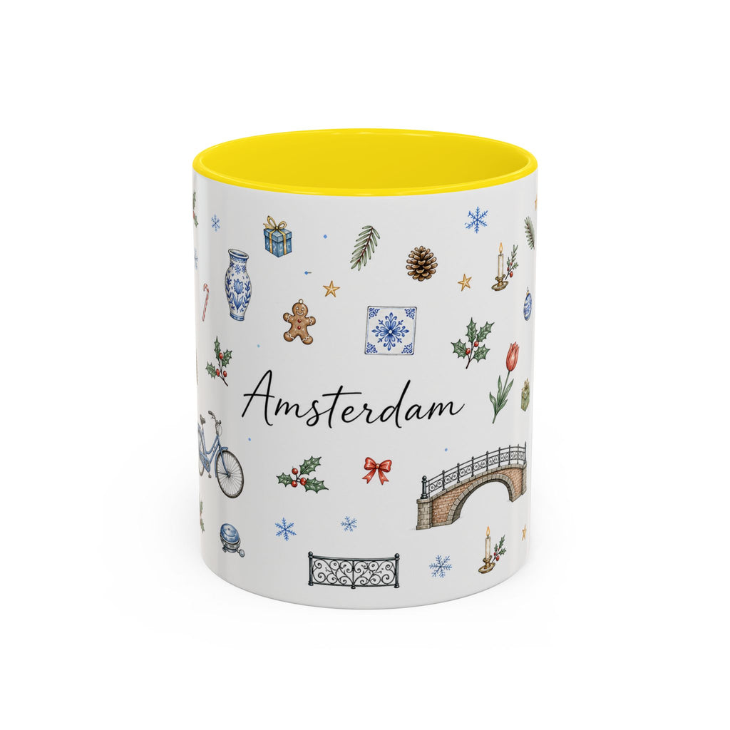 Amsterdam Christmas Watercolor Mug | Festive City Souvenir Coffee Cup