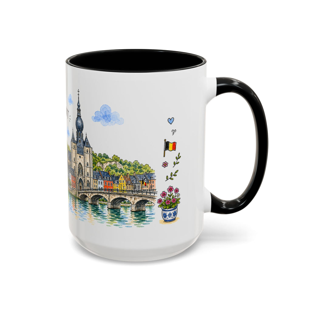 Dinant Illustrated Travel Mug | Belgium Souvenir Accent Coffee Mug | 11oz 15oz Ceramic Cup