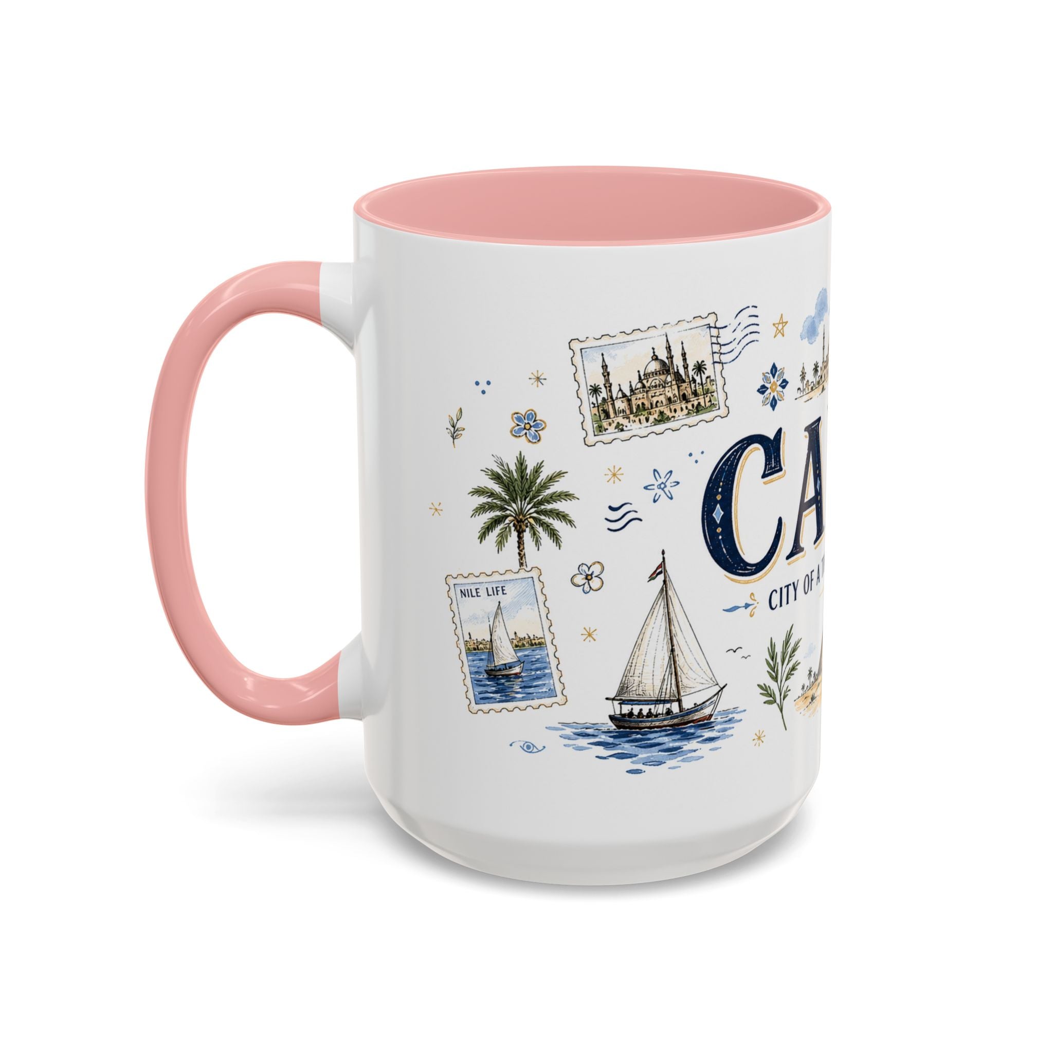 Cairo Coffee Mug | Egypt Souvenir Travel Gift | Accent Color Ceramic 11oz 15oz