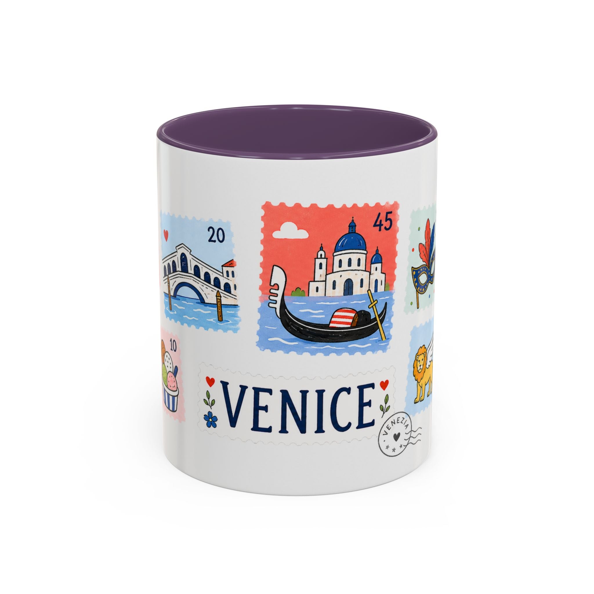 Venice Coffee Mug | Postage Stamp Collage Mug | Travel Souvenir Accent Cup 11oz 15oz