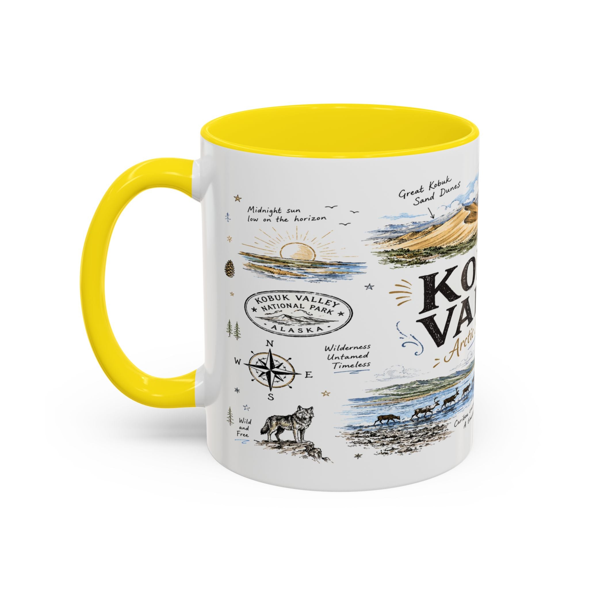 Kobuk Valley National Park Coffee Mug | Alaska Arctic Sand Dunes Gift | Accent Color Ceramic 11oz 15oz