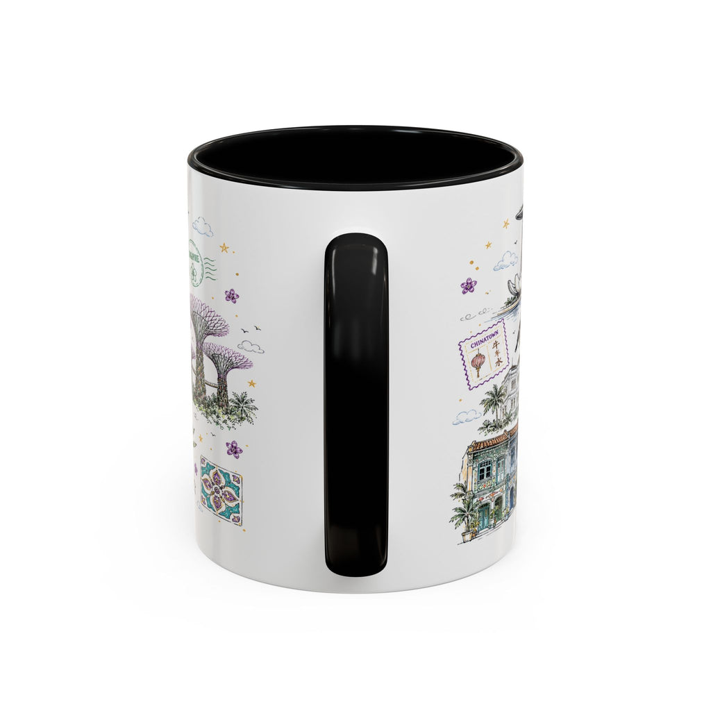Singapore Coffee Mug | Asia Souvenir Travel Gift | Accent Color Ceramic 11oz 15oz