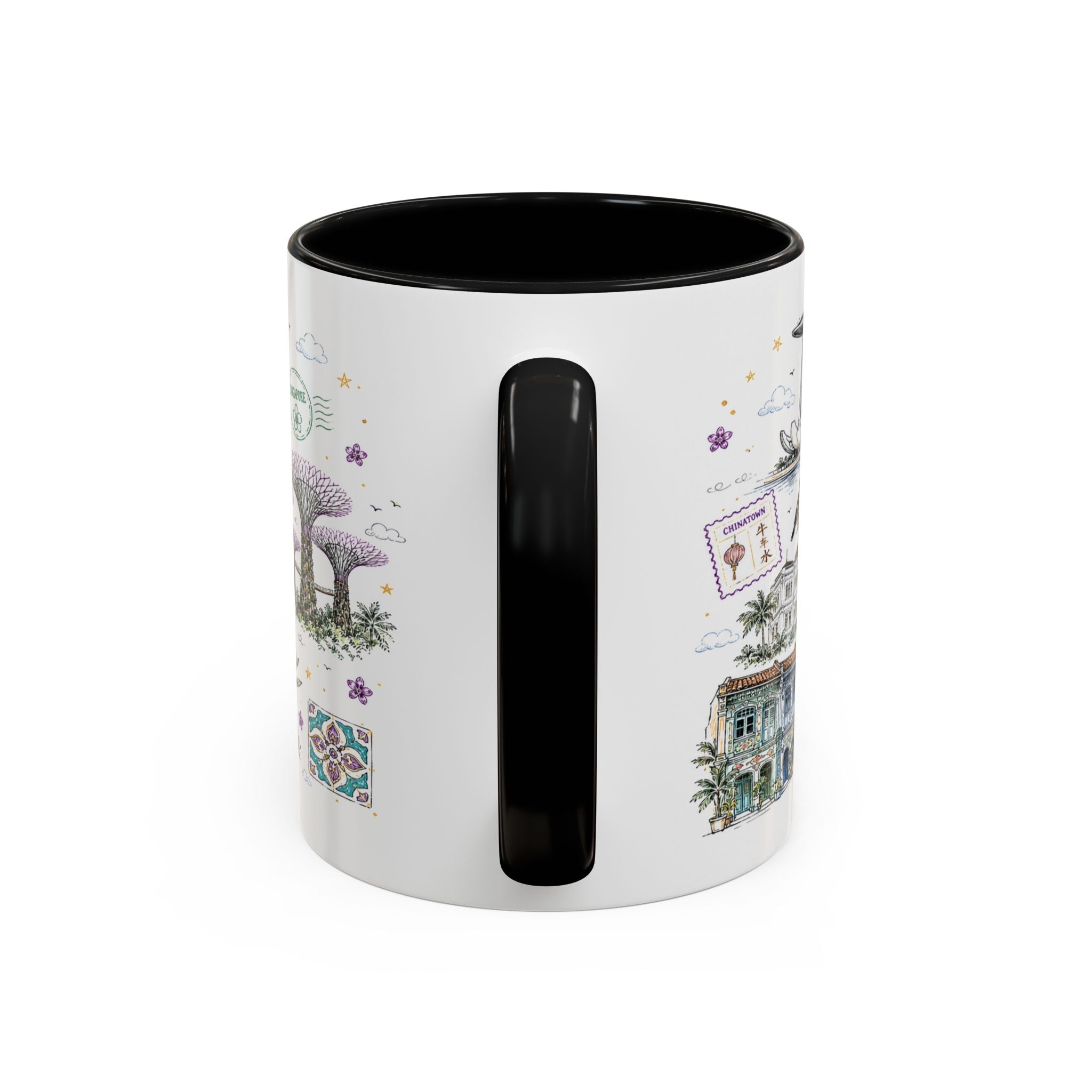 Singapore Coffee Mug | Asia Souvenir Travel Gift | Accent Color Ceramic 11oz 15oz