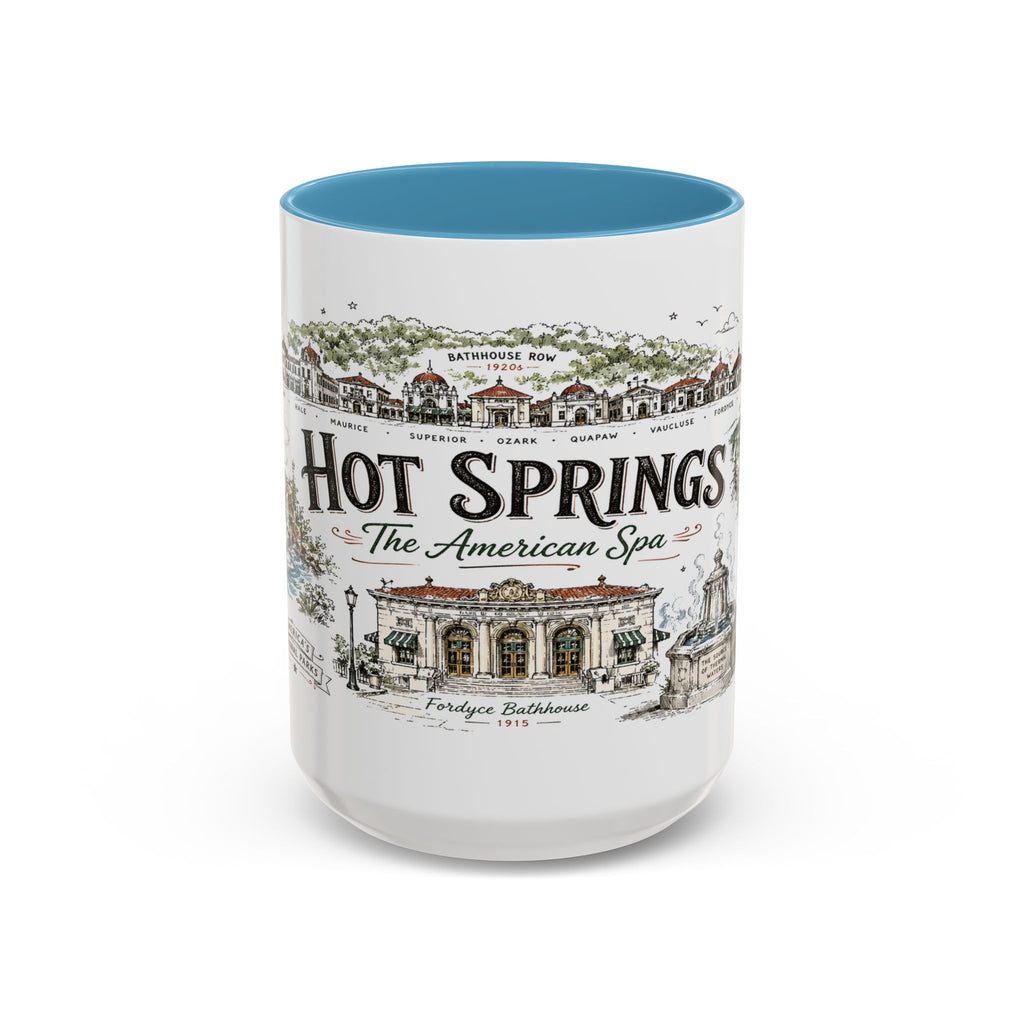 Hot Springs National Park Coffee Mug | Arkansas Thermal Spring Spa Gift | Accent Color Ceramic 11oz 15oz
