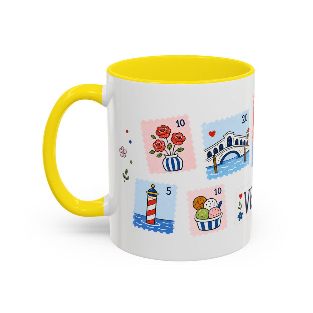 Venice Coffee Mug | Postage Stamp Collage Mug | Travel Souvenir Accent Cup 11oz 15oz